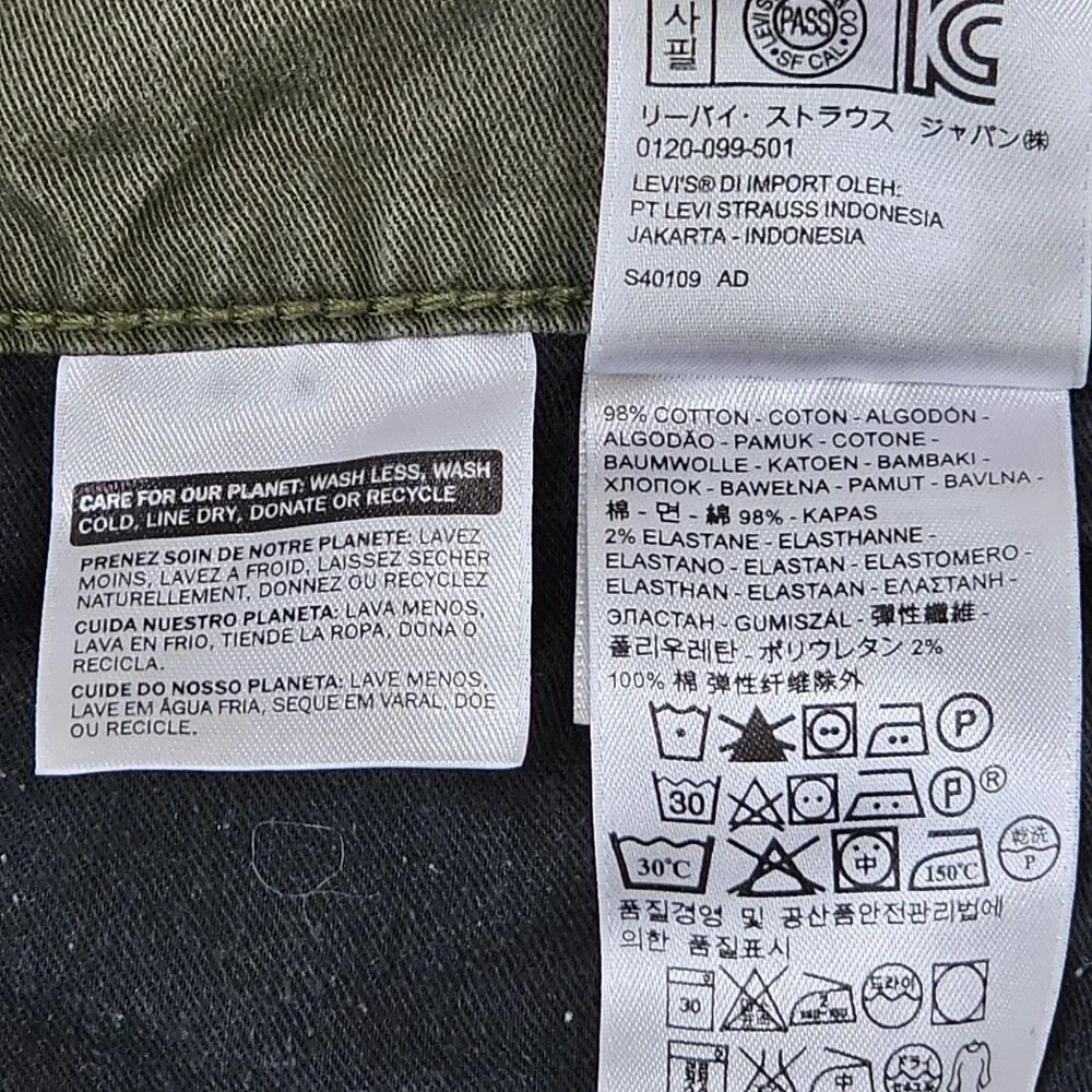 Levi's 511 Jeans Mens Skinny Green Wash Denim Tag Size W34 L32